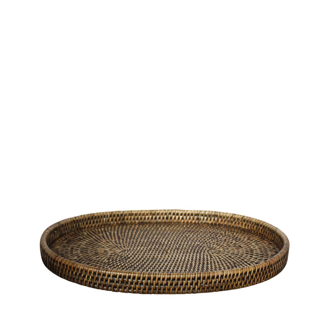 RATTAN OVAL TRAY BROWN LGE image 1